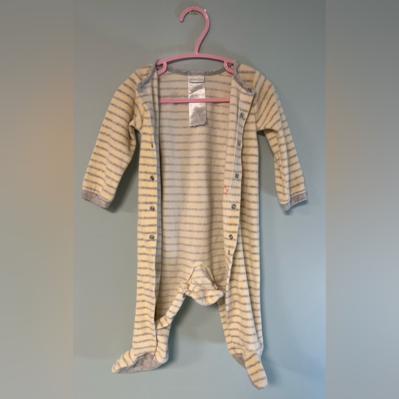 Absorba Light Yellow & Grey 3 Bear Snap Close Footie Pajama, Baby Size 6-9month - Picture 2 of 10